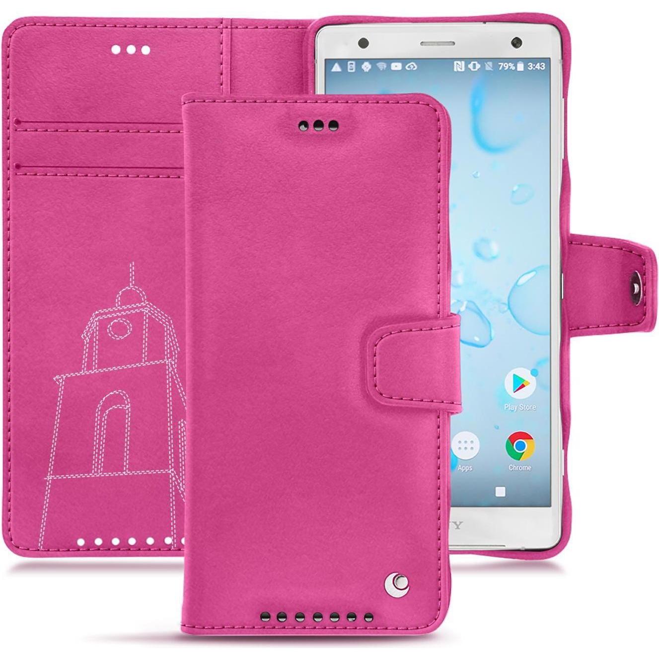 Noreve Lederschutzhülle Wallet (Sony Xperia XZ2), Smartphone Hülle, Rosa