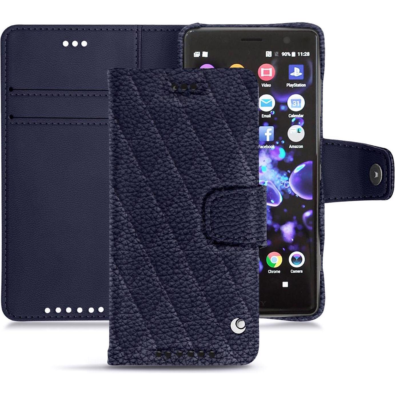 Noreve Lederschutzhülle Wallet (Sony Xperia XZ2 Compact), Smartphone Hülle, Violett