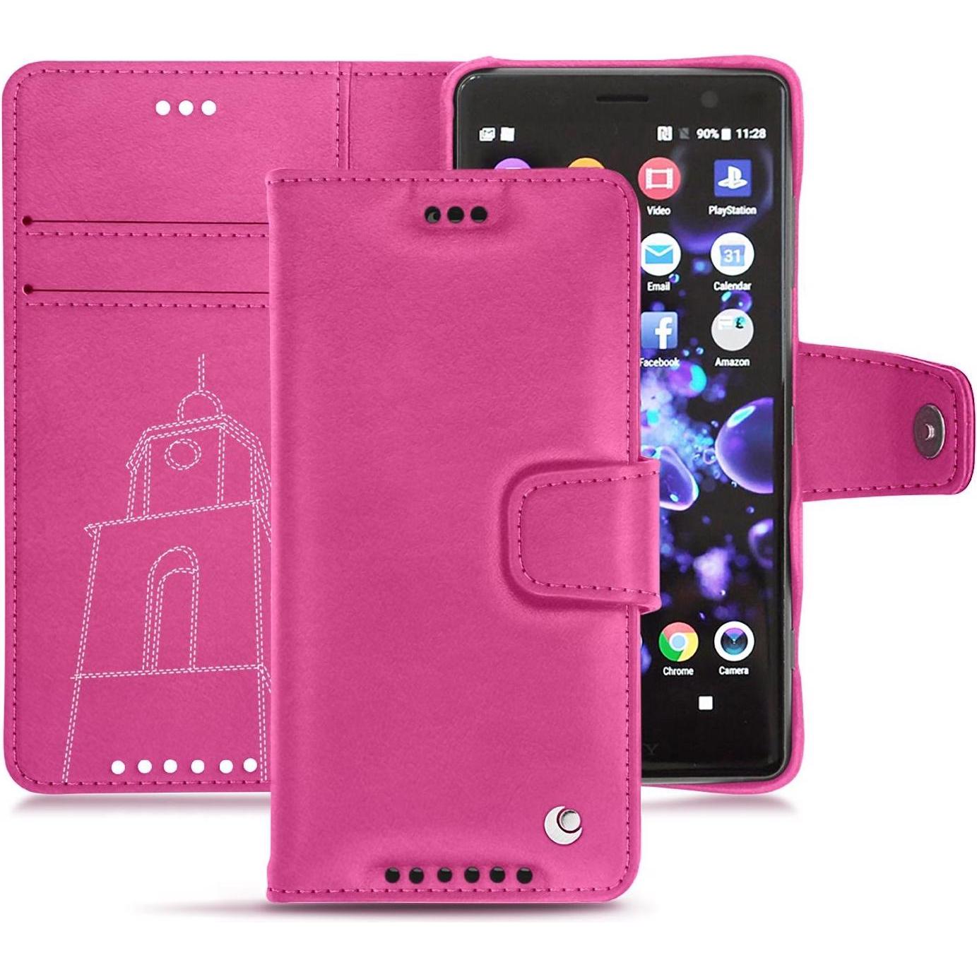 Noreve Lederschutzhülle Wallet (Sony Xperia XZ2 Compact), Smartphone Hülle, Rosa