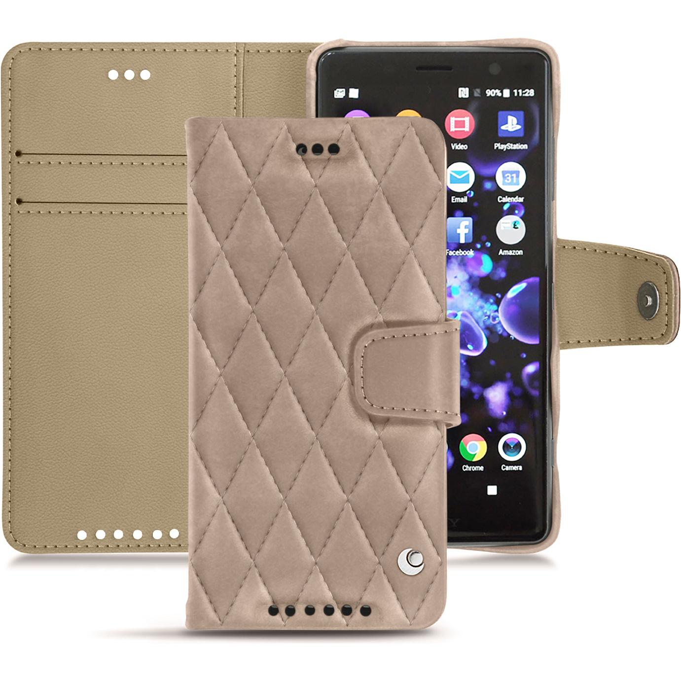 Thumbnail - Noreve Lederschutzhülle Wallet (Sony Xperia XZ2 Compact), Smartphone Hülle, Beige