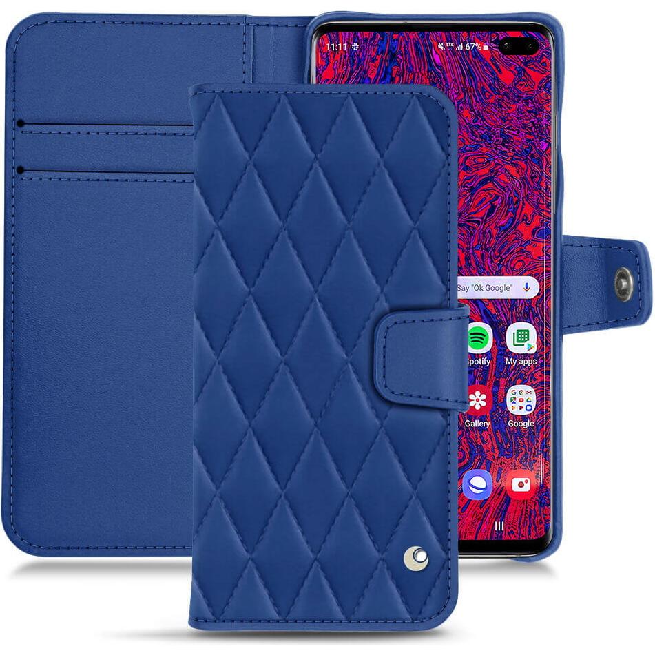 Noreve Lederschutzhülle Wallet (Samsung Galaxy S10+), Smartphone Hülle, Blau