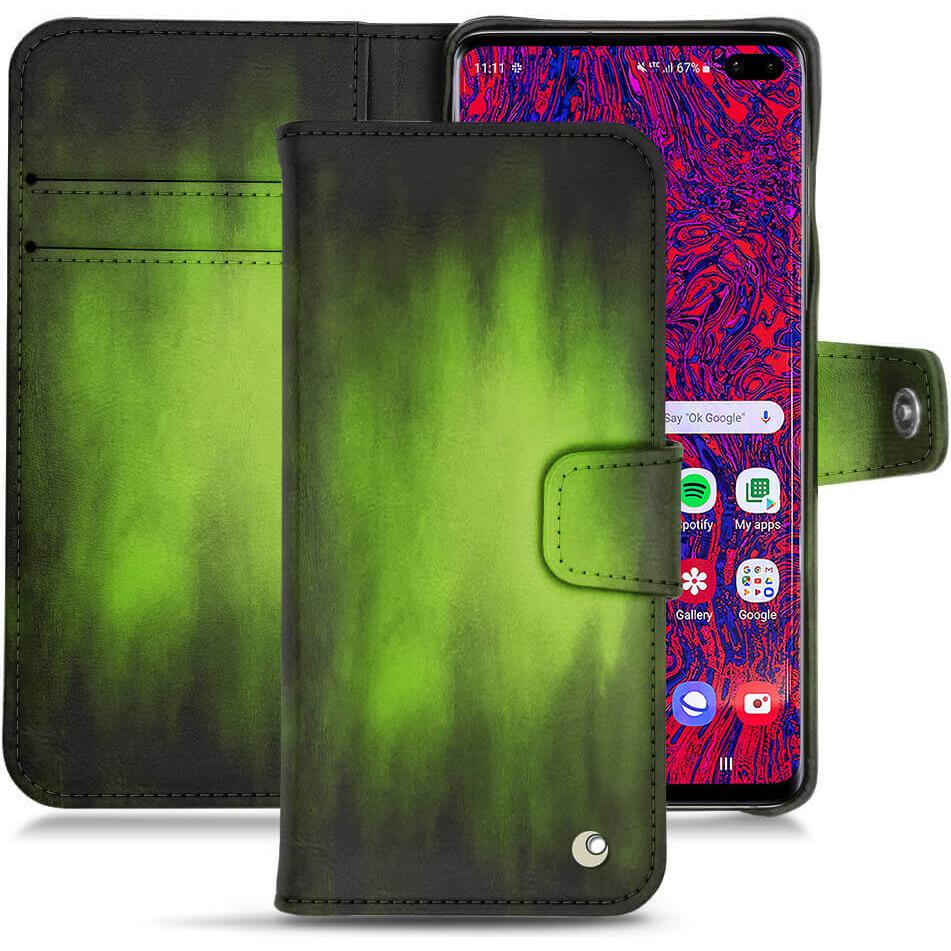 Noreve Lederschutzhülle Wallet (Samsung Galaxy S10+), Smartphone Hülle, Grün