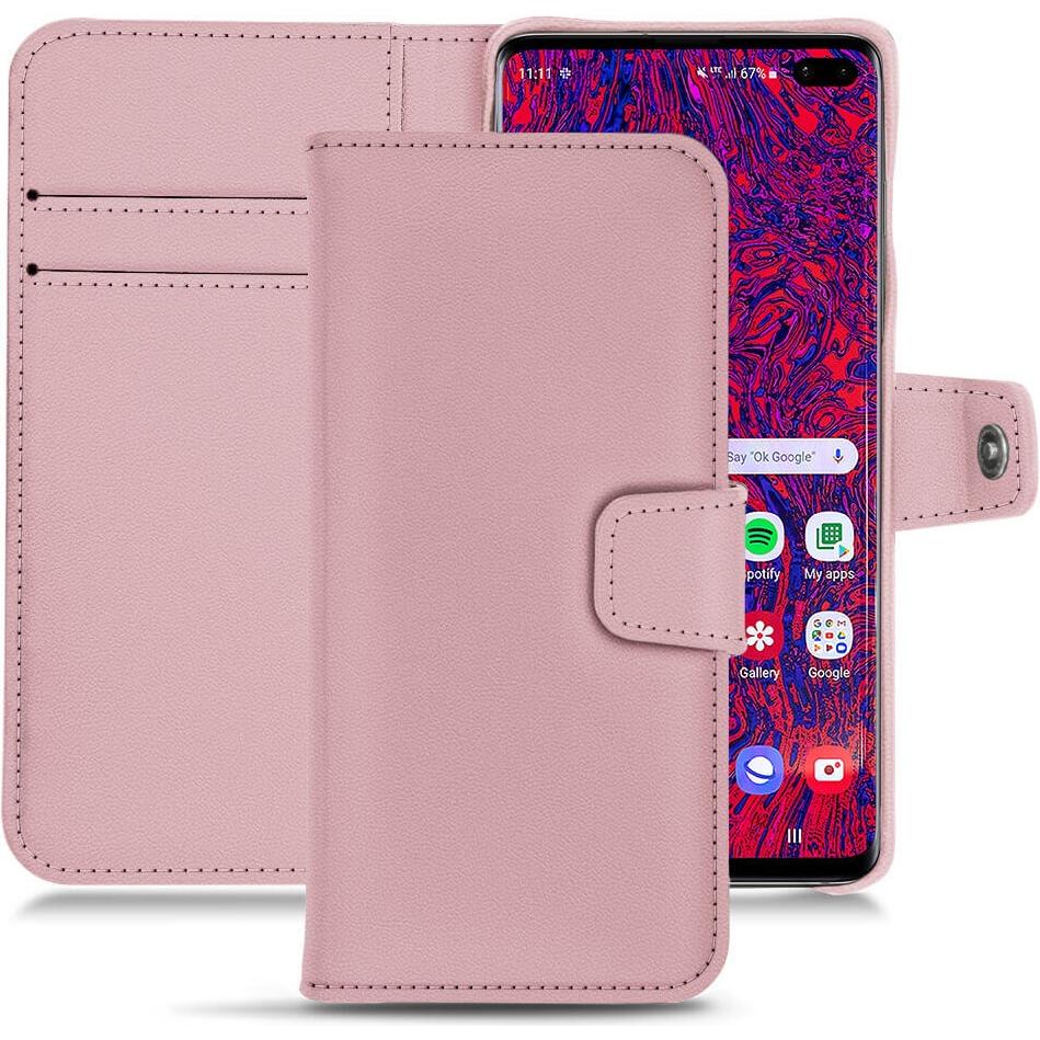 Noreve Lederschutzhülle Wallet (Samsung Galaxy S10+), Smartphone Hülle, Rosa