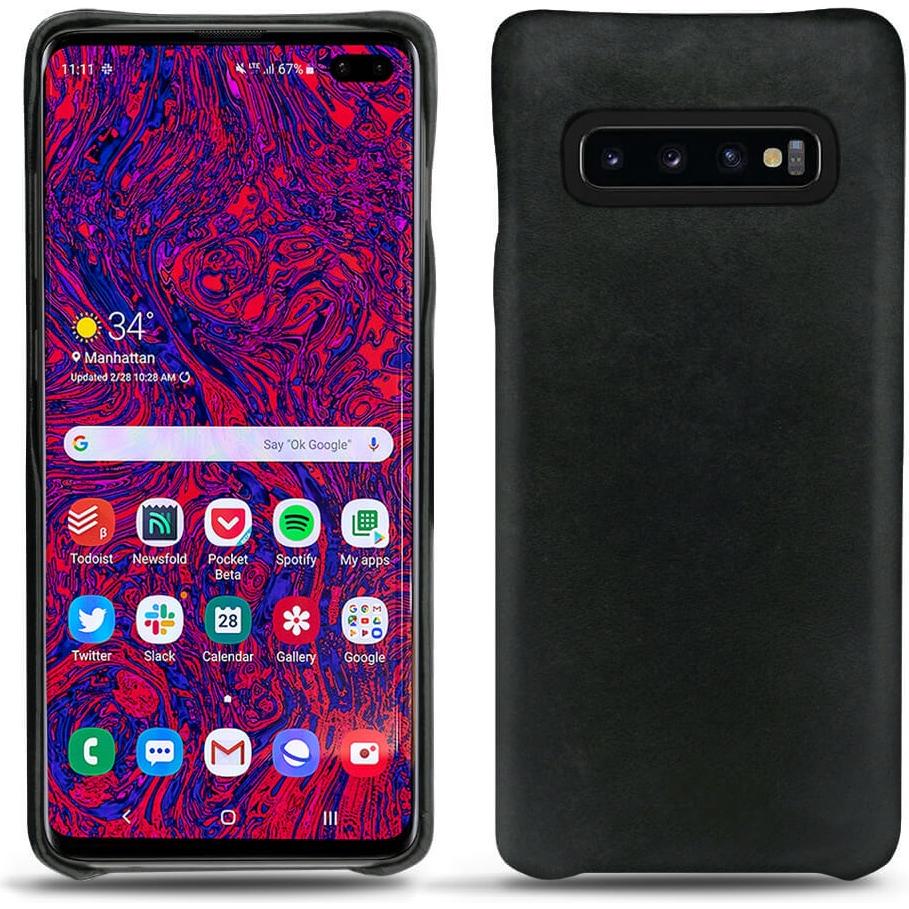 Noreve Lederschutzhülle (Samsung Galaxy S10+), Smartphone Hülle, Schwarz