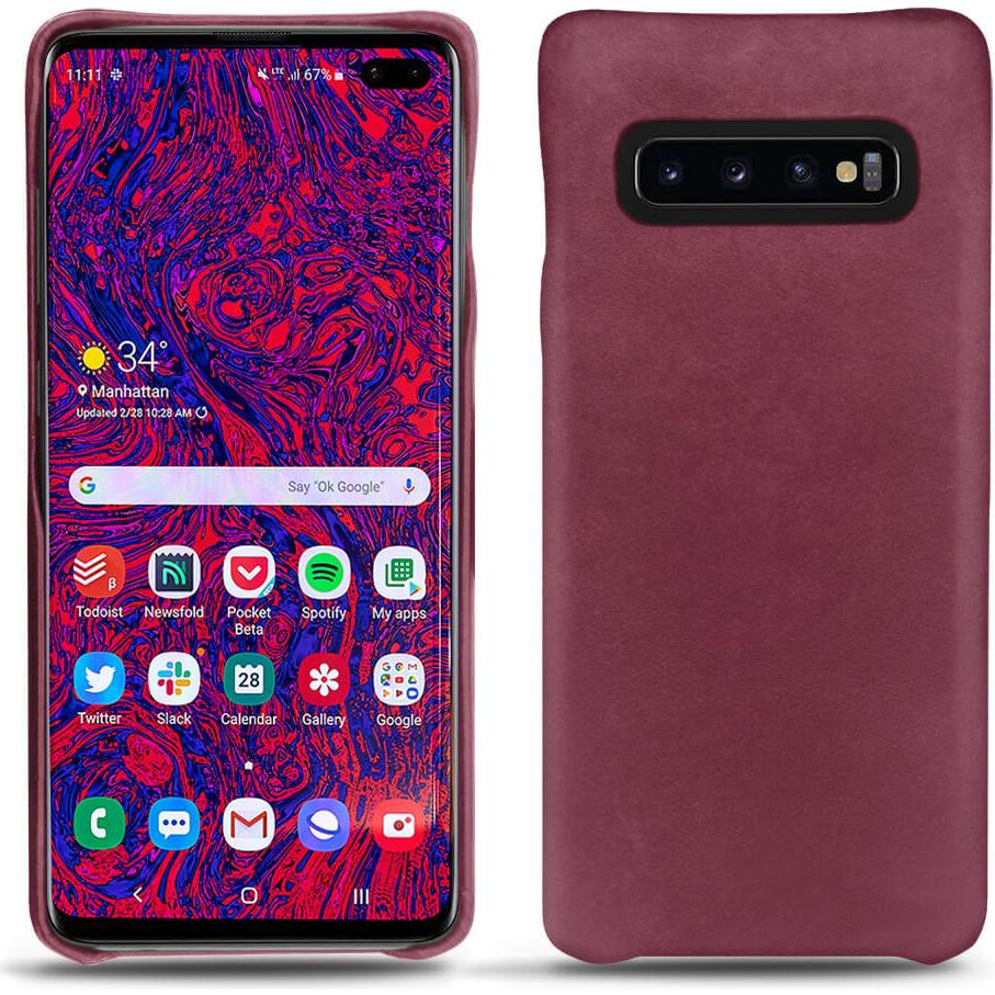 Noreve Lederschutzhülle (Samsung Galaxy S10+), Smartphone Hülle, Violett