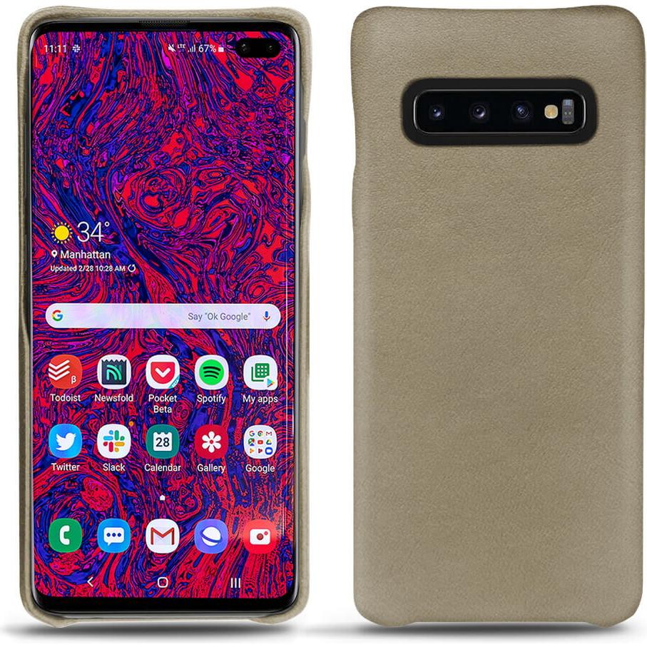 Noreve Lederschutzhülle (Samsung Galaxy S10+), Smartphone Hülle, Beige