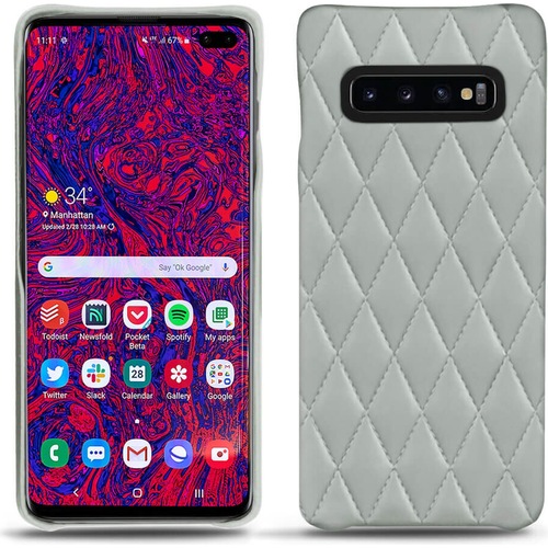 Noreve Lederschutzhülle (Samsung Galaxy S10+), Smartphone Hülle, Grau