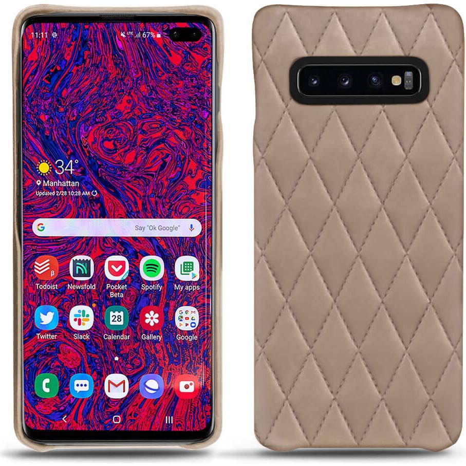 Noreve Lederschutzhülle (Samsung Galaxy S10+), Smartphone Hülle, Beige
