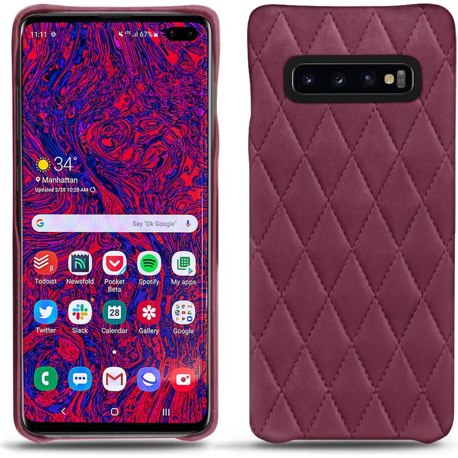 Noreve Lederschutzhülle (Samsung Galaxy S10+), Smartphone Hülle, Violett