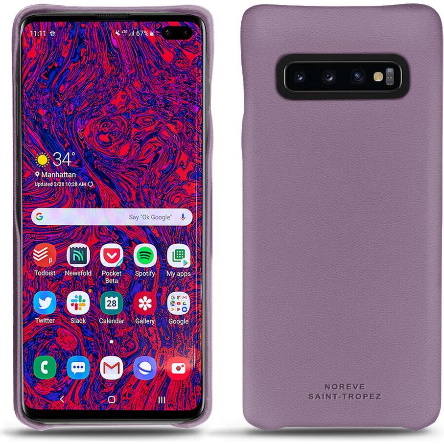 Noreve Lederschutzhülle (Samsung Galaxy S10+), Smartphone Hülle, Violett
