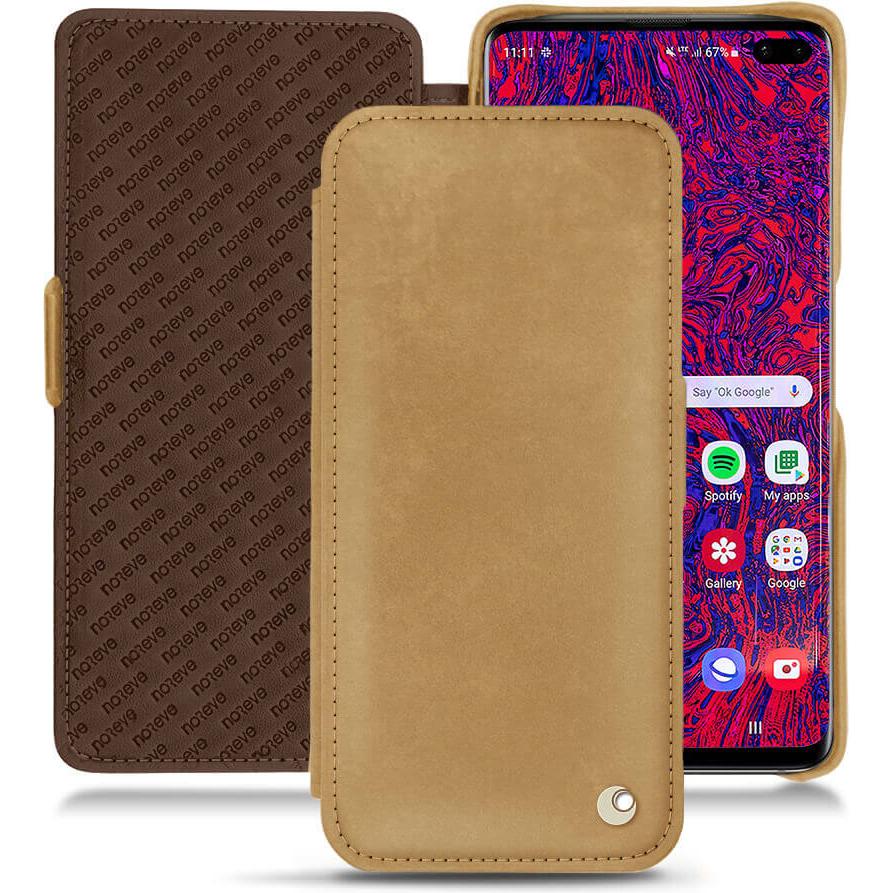 Thumbnail - Noreve Lederschutzhülle horizontal (Samsung Galaxy S10+), Smartphone Hülle, Braun