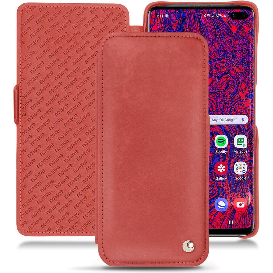 Noreve Lederschutzhülle horizontal (Samsung Galaxy S10+), Smartphone Hülle, Rot