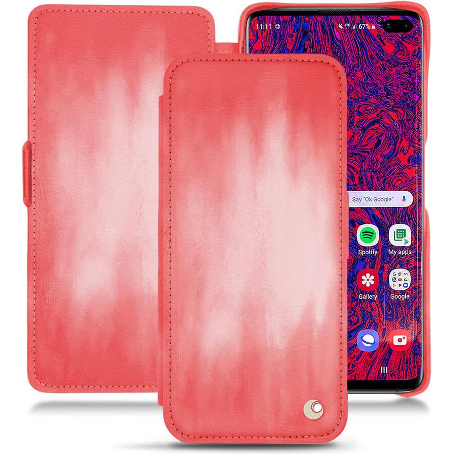 Noreve Lederschutzhülle horizontal (Samsung Galaxy S10+), Smartphone Hülle, Rosa