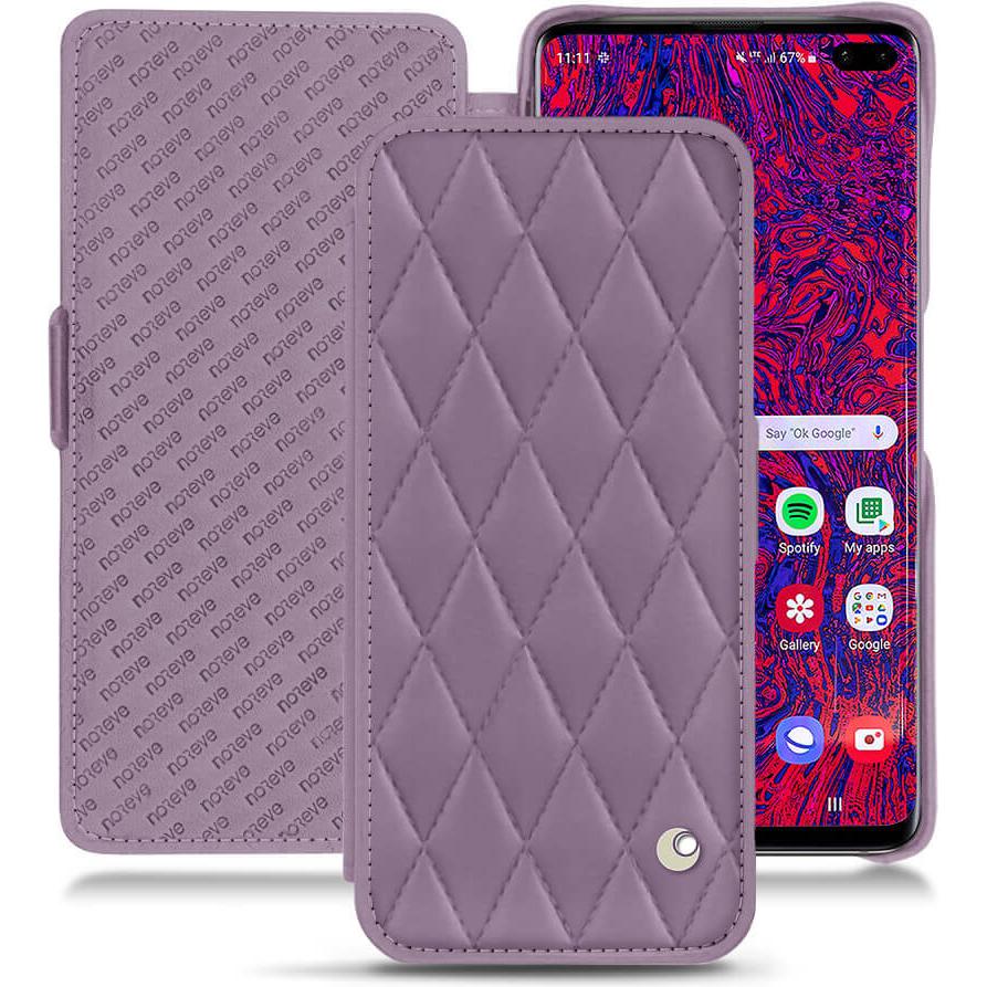Noreve Lederschutzhülle horizontal (Samsung Galaxy S10+), Smartphone Hülle, Violett