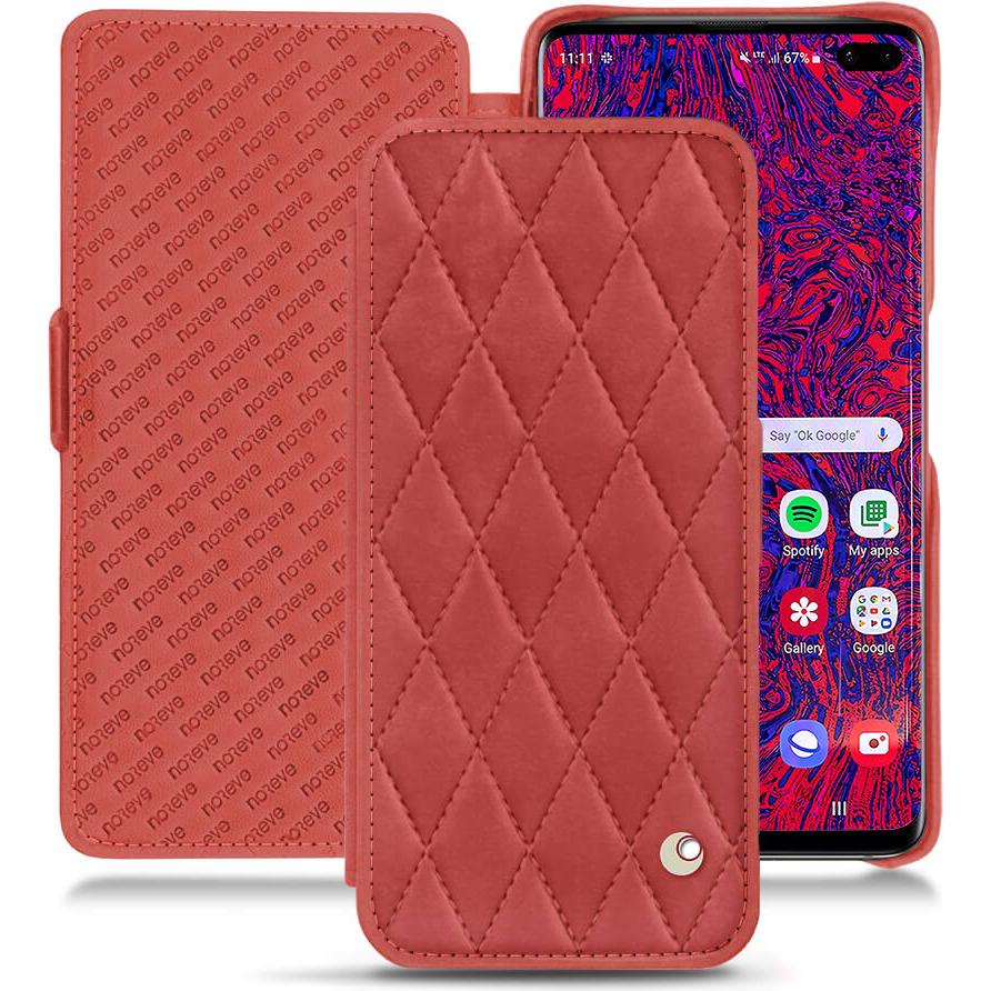 Noreve Lederschutzhülle horizontal (Samsung Galaxy S10+), Smartphone Hülle, Rot