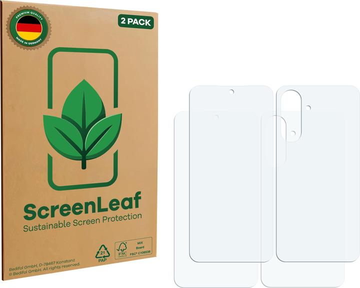Produktbild ScreenLeaf Schutzfolie nachhaltiger Displayschutz Display Schutz Folie Klar Transparent (2 Stk., Samsung Galaxy A56)