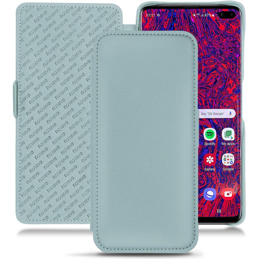 Thumbnail - Noreve Lederschutzhülle horizontal (Samsung Galaxy S10+), Smartphone Hülle, Blau