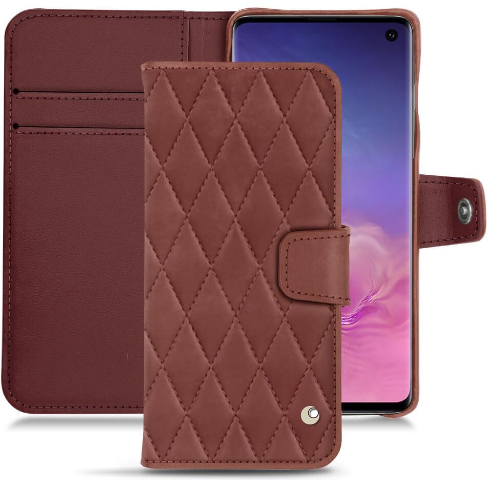 Noreve Lederschutzhülle Wallet (Samsung Galaxy S10), Smartphone Hülle, Rot