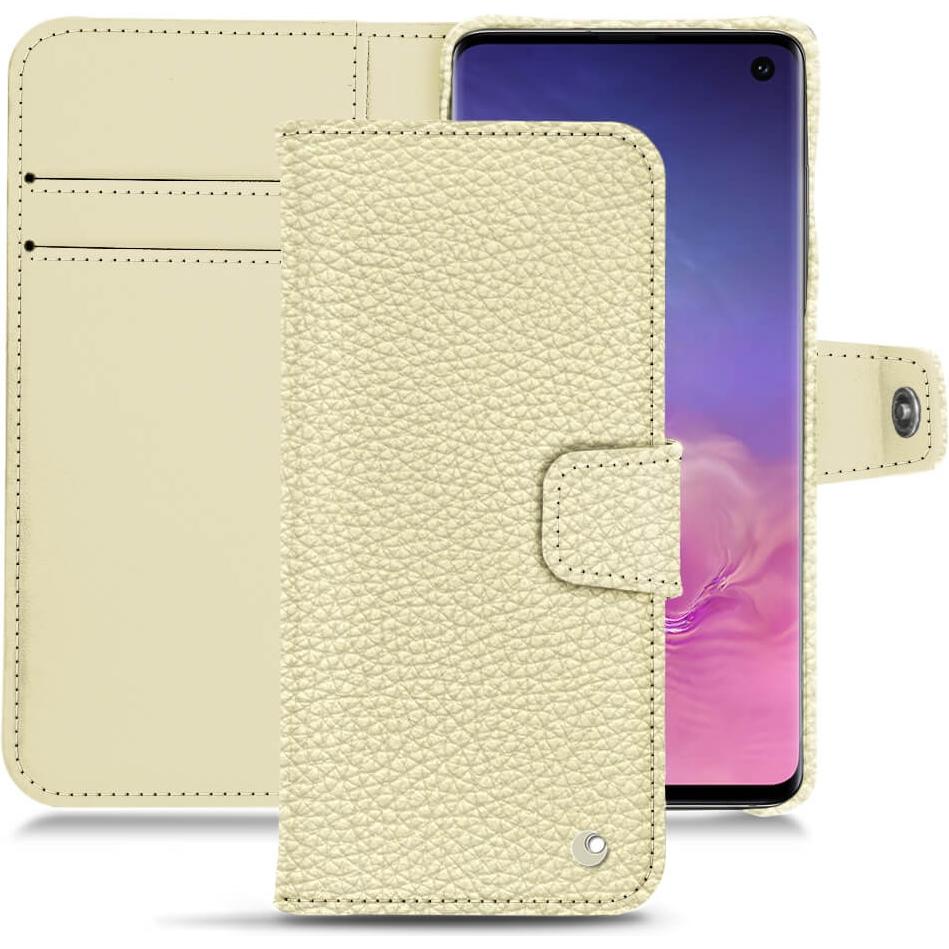 Noreve Lederschutzhülle Wallet (Samsung Galaxy S10), Smartphone Hülle, Weiss