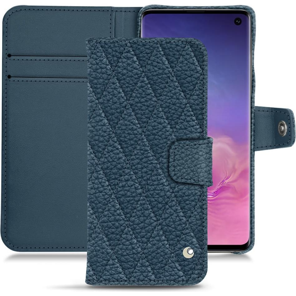 Noreve Lederschutzhülle Wallet (Samsung Galaxy S10), Smartphone Hülle, Blau