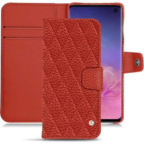 Noreve Lederschutzhülle Wallet (Galaxy S10), Smartphone Hülle, Orange