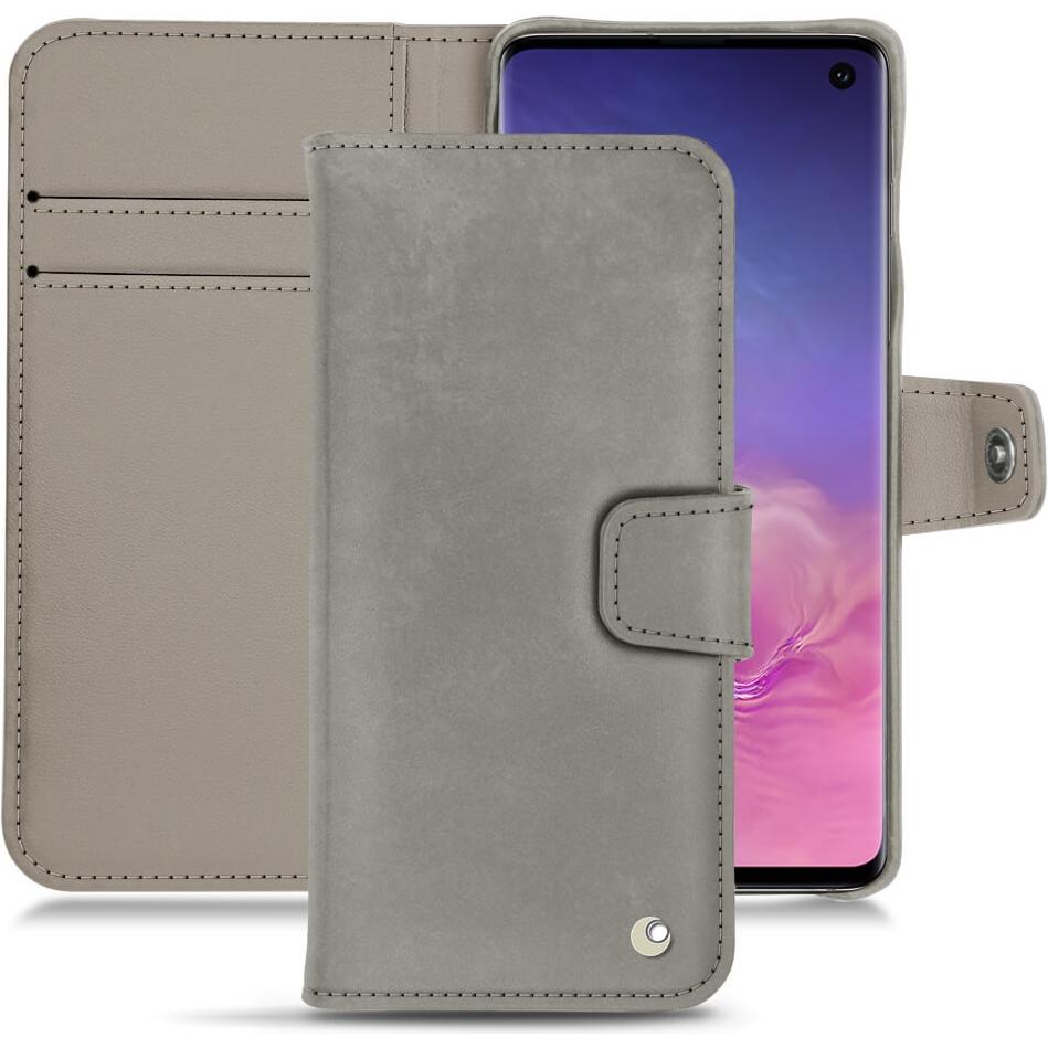 Noreve Lederschutzhülle Wallet (Samsung Galaxy S10), Smartphone Hülle, Grau