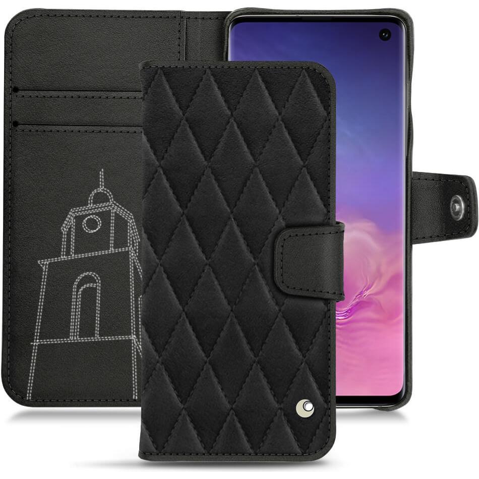 Noreve Lederschutzhülle Wallet (Samsung Galaxy S10+), Smartphone Hülle, Schwarz