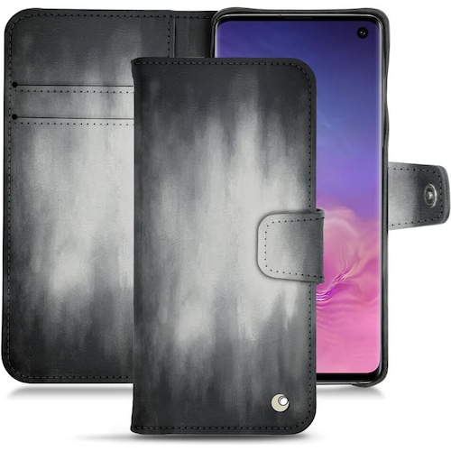 Noreve Lederschutzhülle Wallet (Samsung Galaxy S10+), Smartphone Hülle, Grau