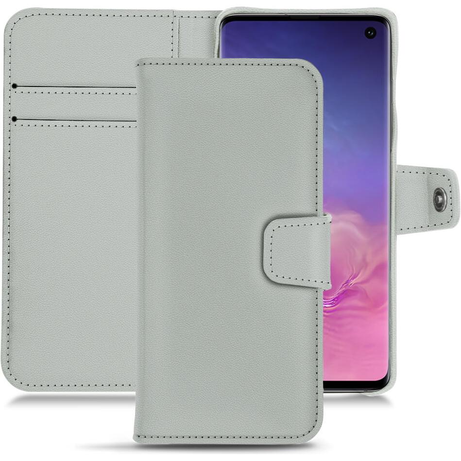 Noreve Lederschutzhülle Wallet (Samsung Galaxy S10), Smartphone Hülle, Grau