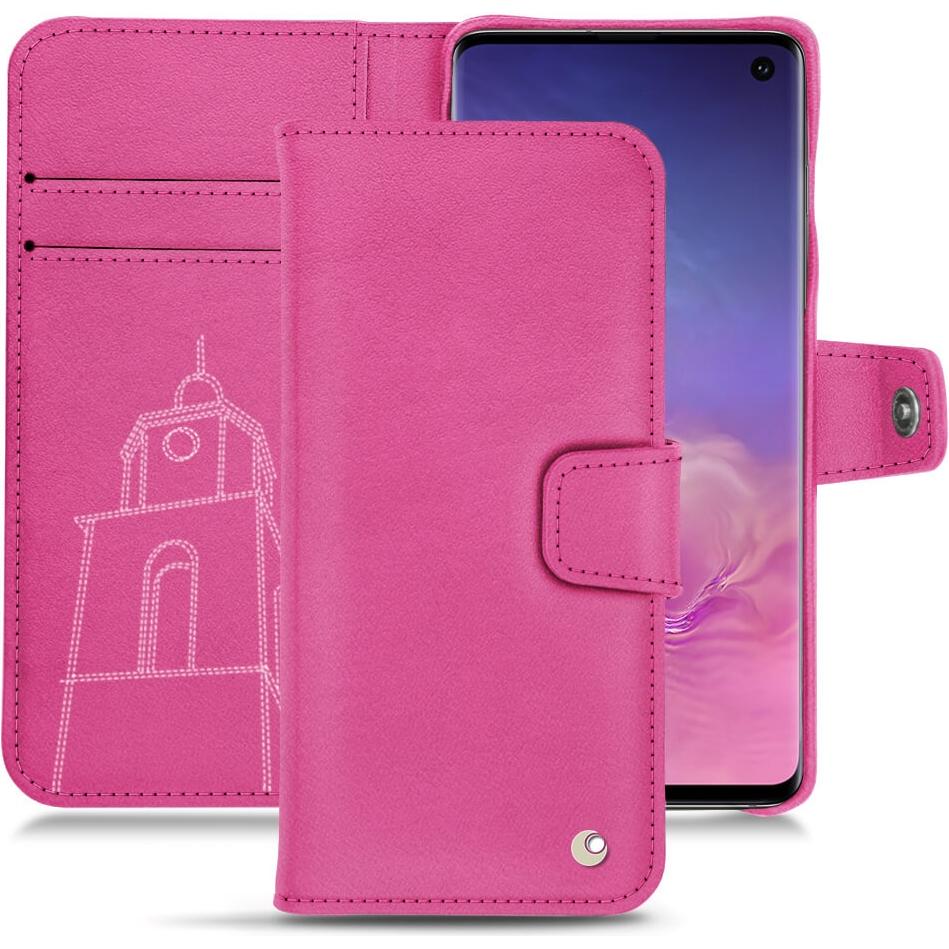 Noreve Lederschutzhülle Wallet (Samsung Galaxy S10), Smartphone Hülle, Rosa