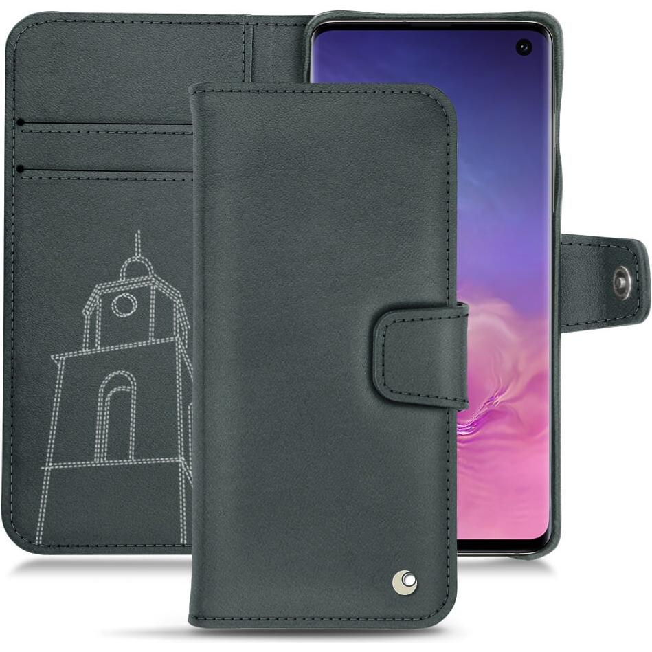 Noreve Lederschutzhülle Wallet (Samsung Galaxy S10), Smartphone Hülle, Blau