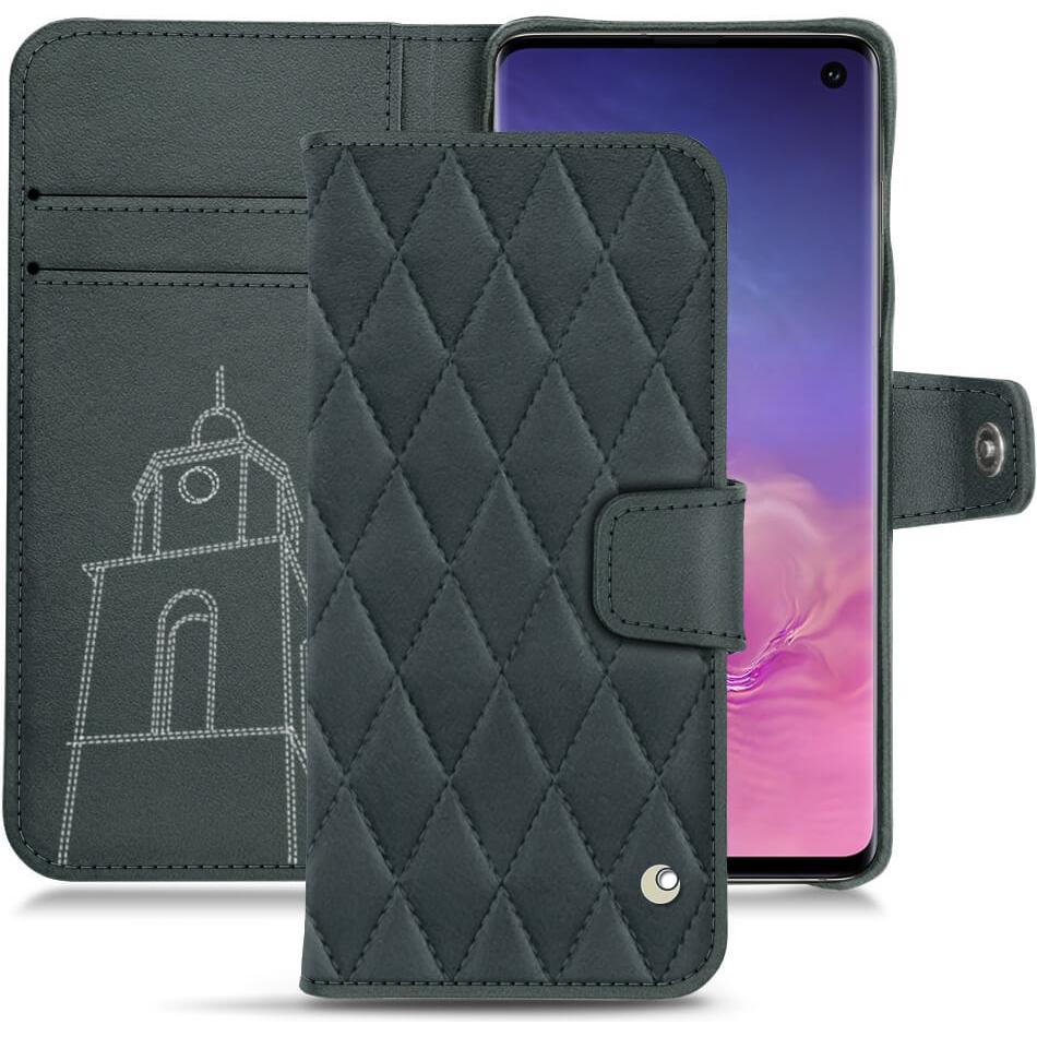 Noreve Lederschutzhülle Wallet (Samsung Galaxy S10), Smartphone Hülle, Blau