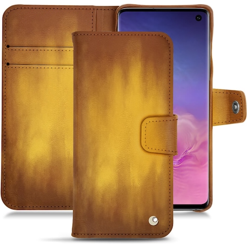 Noreve Lederschutzhülle Wallet (Samsung Galaxy S10), Smartphone Hülle, Gold