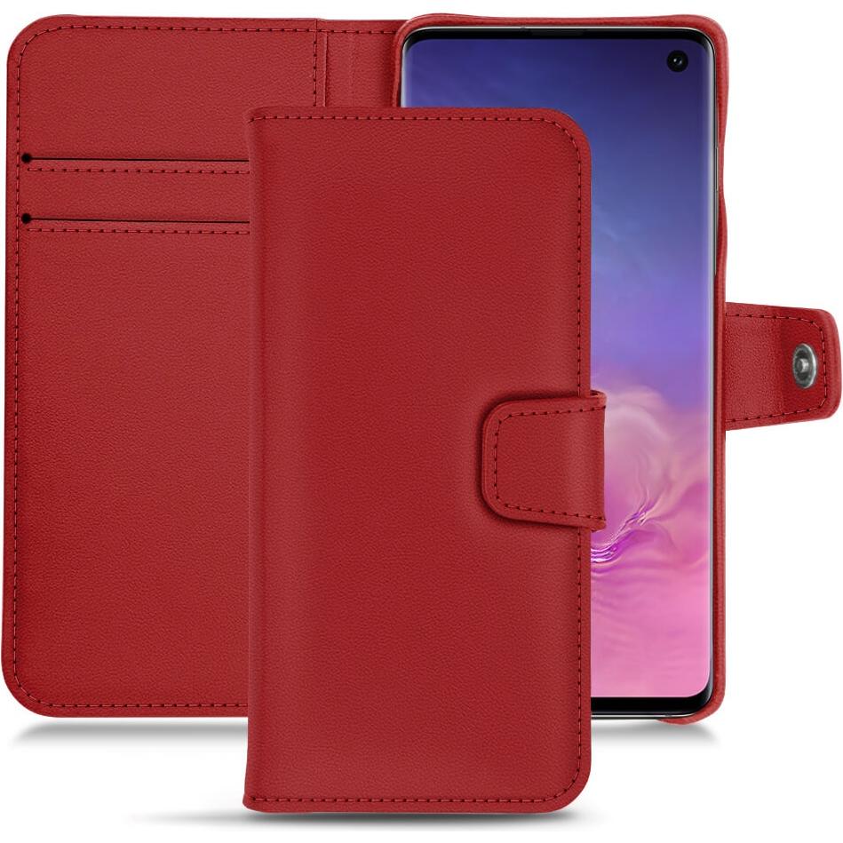 Noreve Lederschutzhülle Wallet (Samsung Galaxy S10+), Smartphone Hülle, Rot