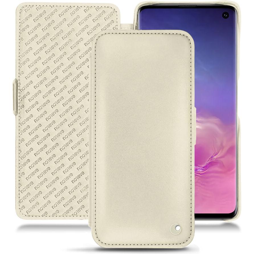 Noreve Lederschutzhülle horizontal (Samsung Galaxy S10), Smartphone Hülle, Weiss