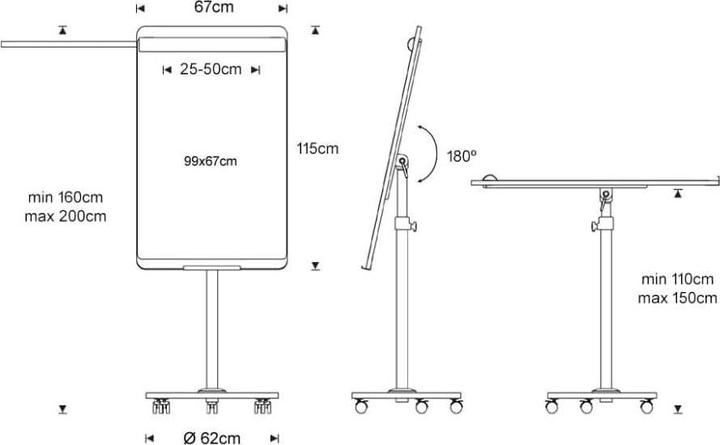 Actual product image Rocada Flipchart-Tisch, magnetisch, 69x99 cm, Holzoptik
