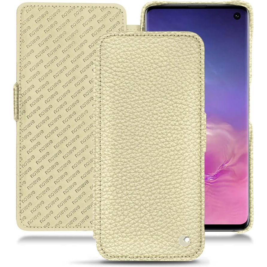 Noreve Lederschutzhülle horizontal (Samsung Galaxy S10), Smartphone Hülle, Weiss
