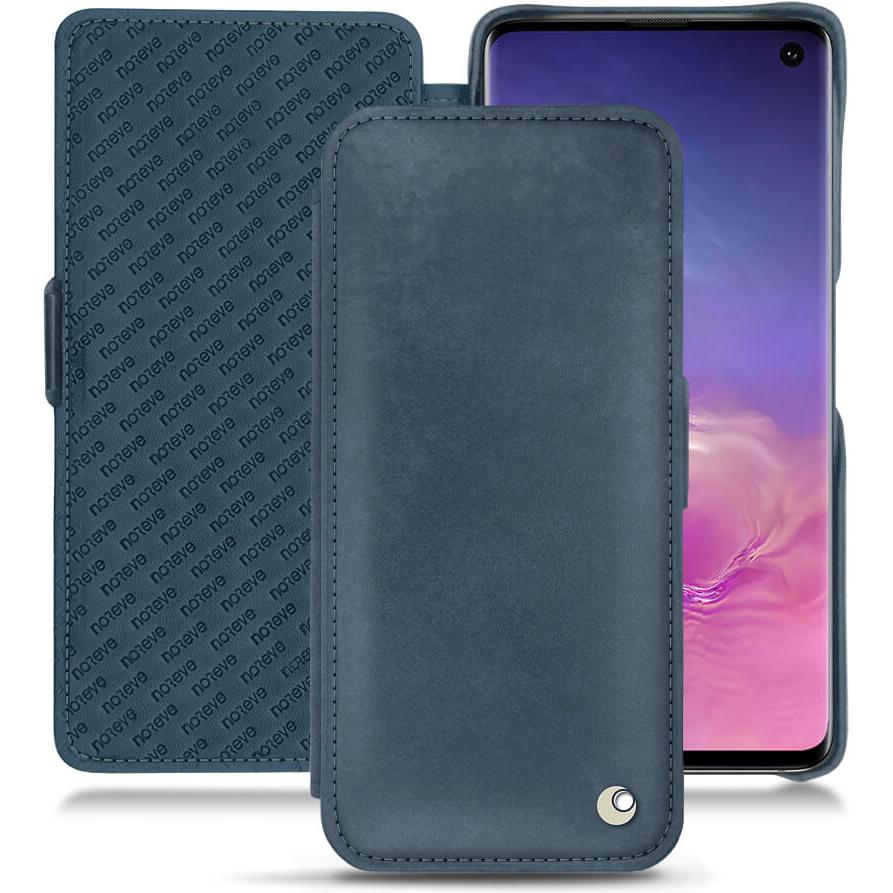 Noreve Lederschutzhülle horizontal (Samsung Galaxy S10), Smartphone Hülle, Blau