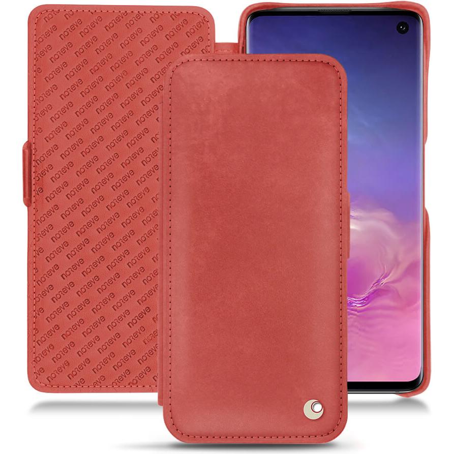 Noreve Lederschutzhülle horizontal (Samsung Galaxy S10), Smartphone Hülle, Rot