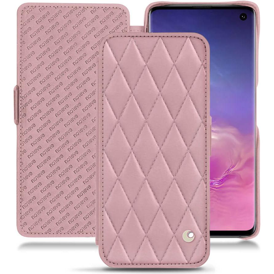 Noreve Lederschutzhülle horizontal (Samsung Galaxy S10), Smartphone Hülle, Rosa