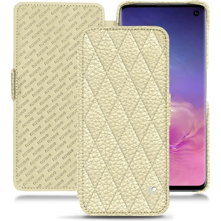 Thumbnail - Noreve Lederschutzhülle horizontal (Samsung Galaxy S10), Smartphone Hülle, Weiss