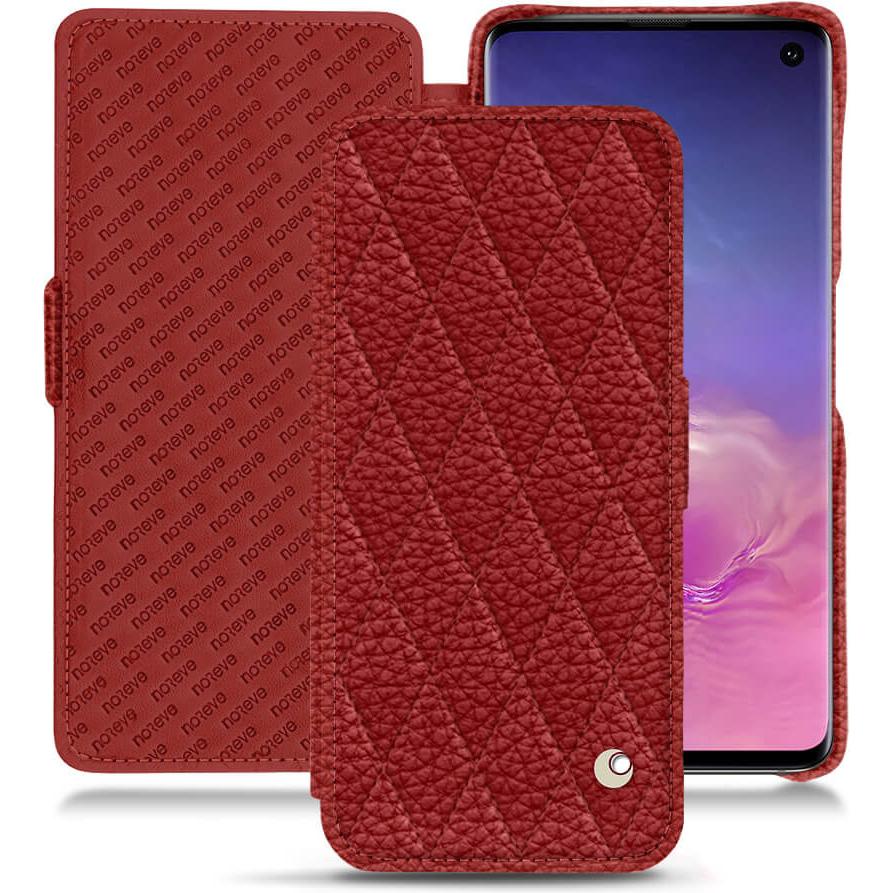 Noreve Lederschutzhülle horizontal (Samsung Galaxy S10), Smartphone Hülle, Rot