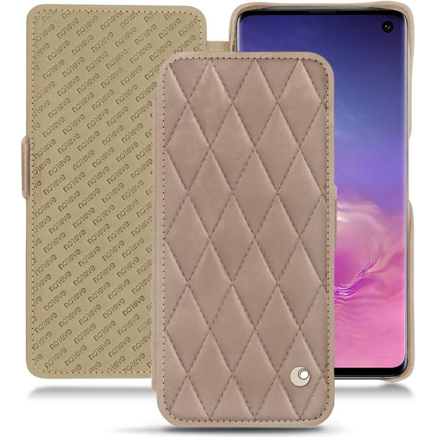 Noreve Lederschutzhülle horizontal (Samsung Galaxy S10), Smartphone Hülle, Beige
