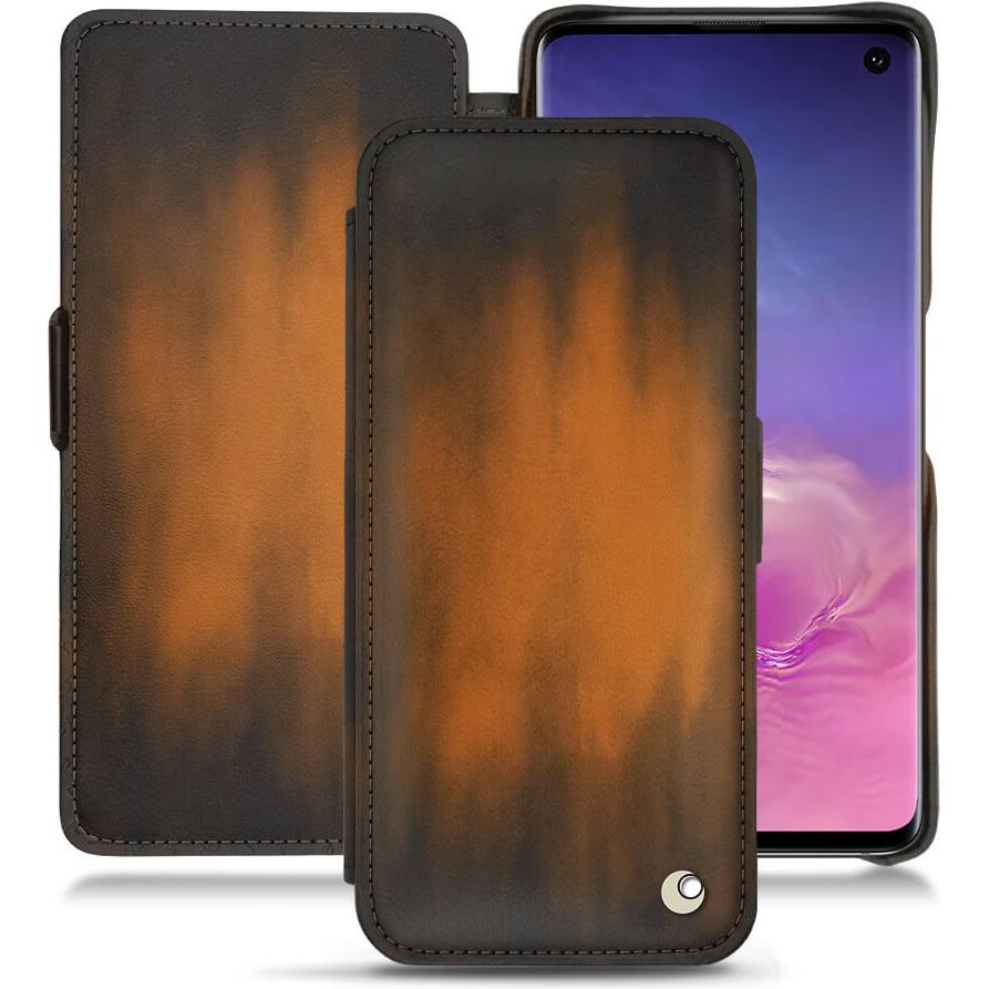 Thumbnail - Noreve Lederschutzhülle horizontal (Samsung Galaxy S10), Smartphone Hülle, Braun