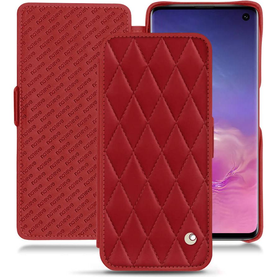 Noreve Lederschutzhülle horizontal (Samsung Galaxy S10), Smartphone Hülle, Rot
