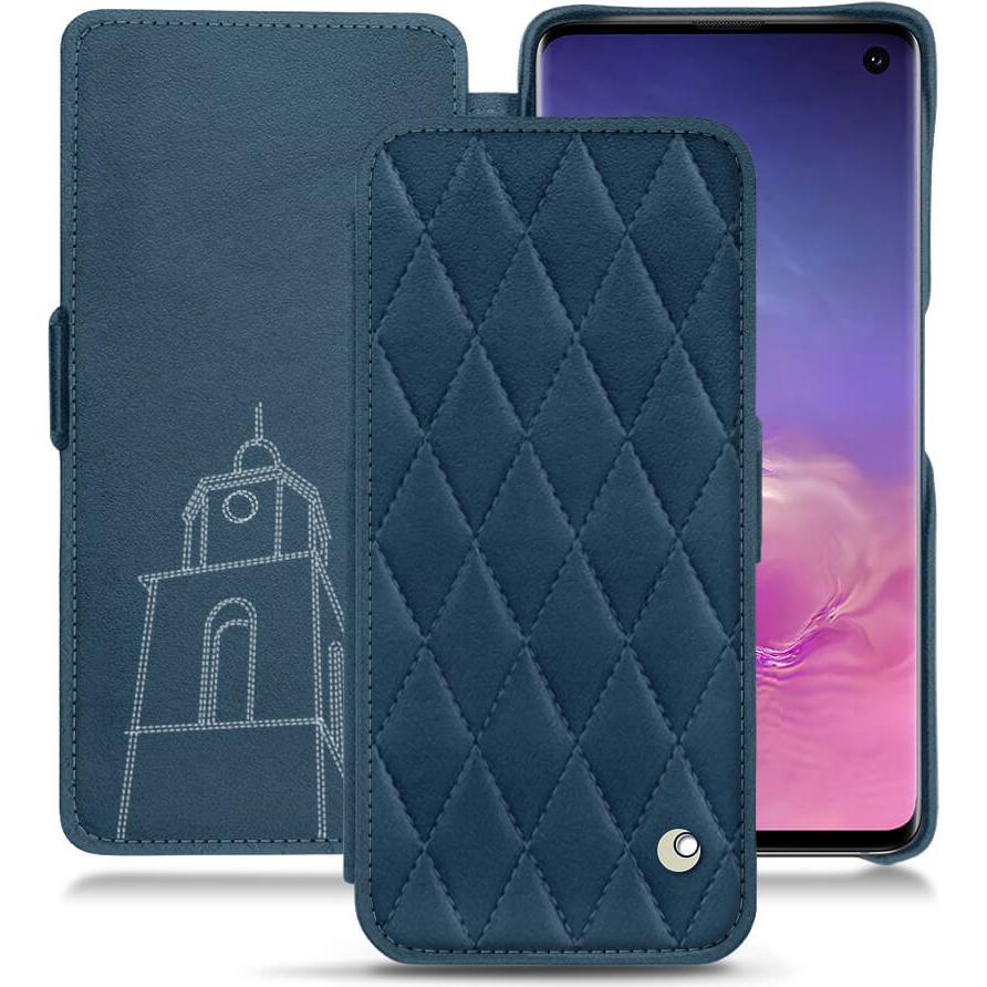 Noreve Lederschutzhülle horizontal (Samsung Galaxy S10), Smartphone Hülle, Blau