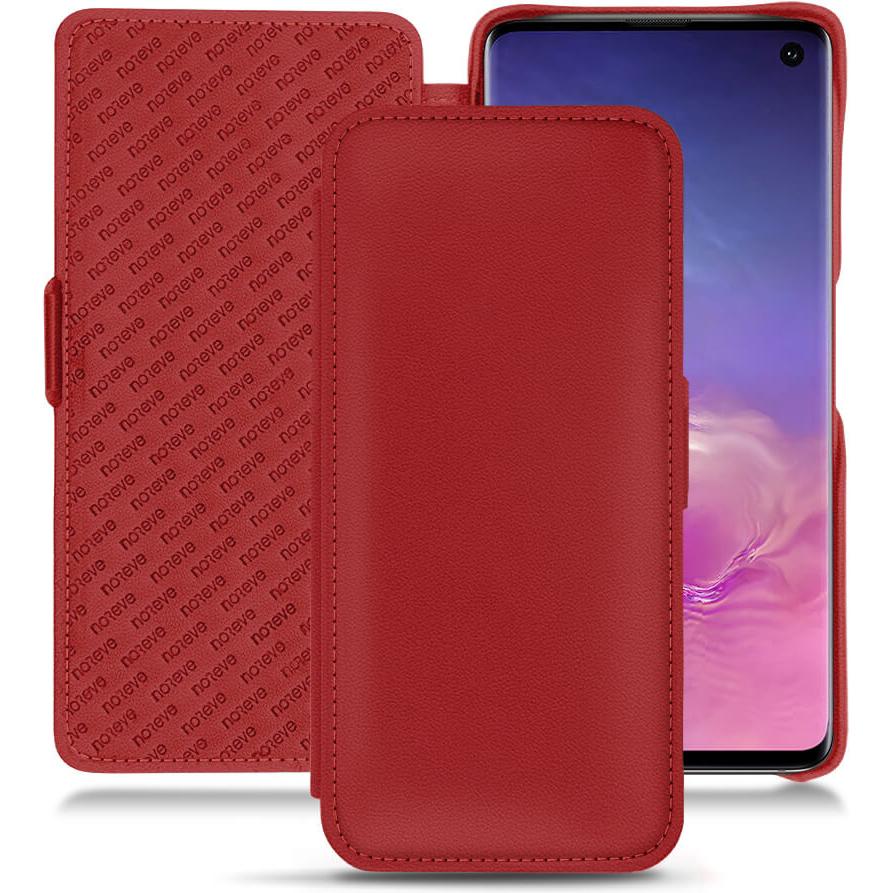 Noreve Lederschutzhülle horizontal (Samsung Galaxy S10), Smartphone Hülle, Rot