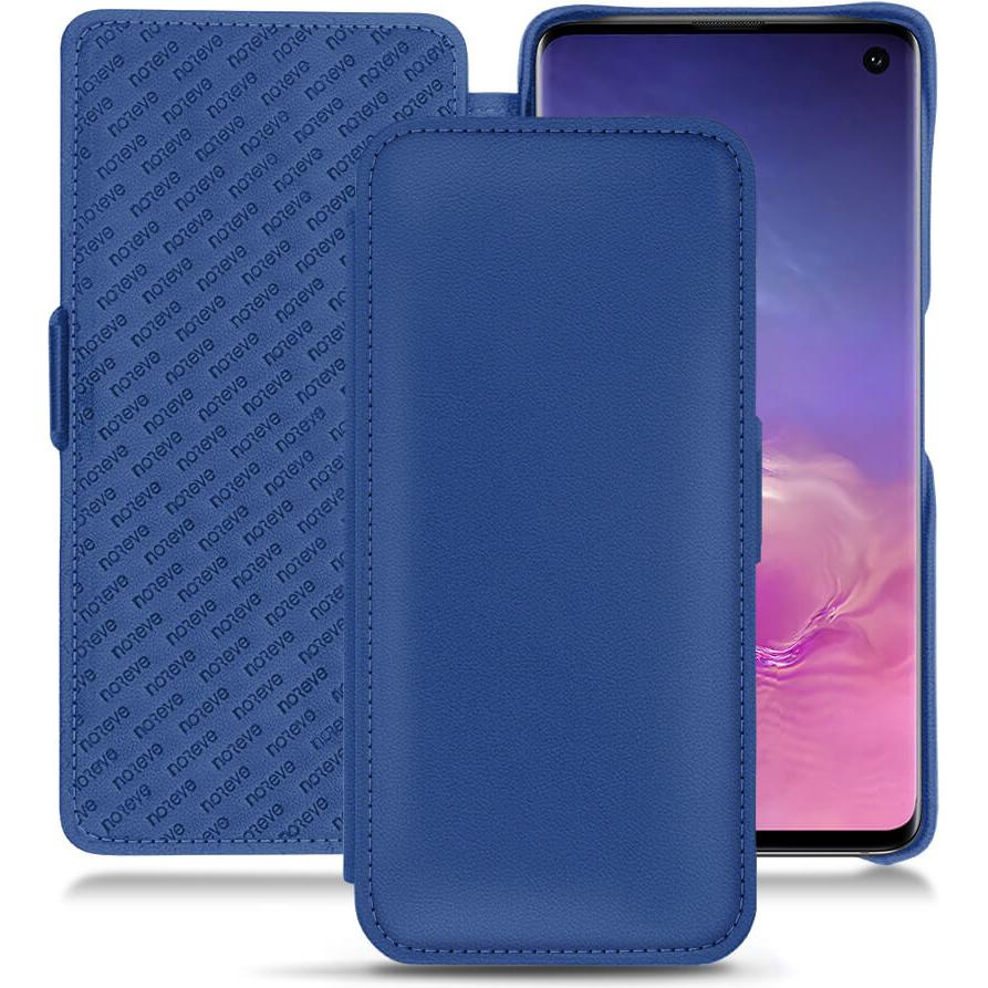 Noreve Lederschutzhülle horizontal (Samsung Galaxy S10), Smartphone Hülle, Blau