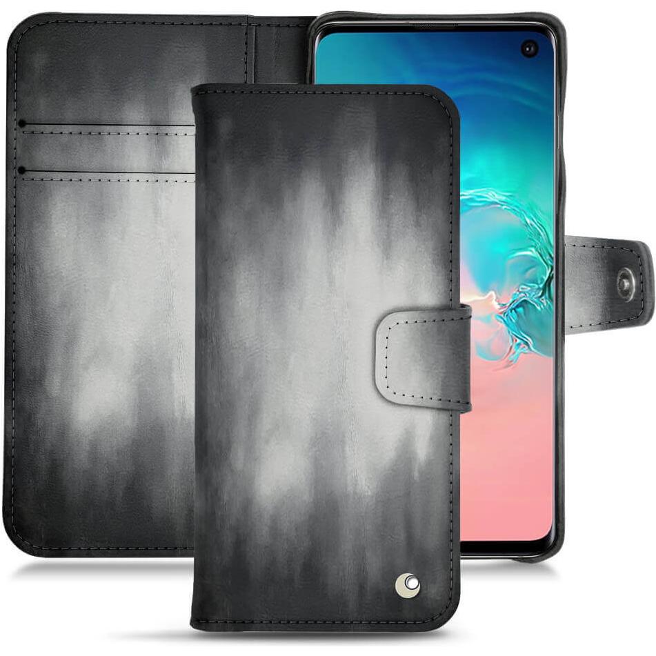 Noreve Lederschutzhülle Wallet (Samsung Galaxy S10e), Smartphone Hülle, Grau