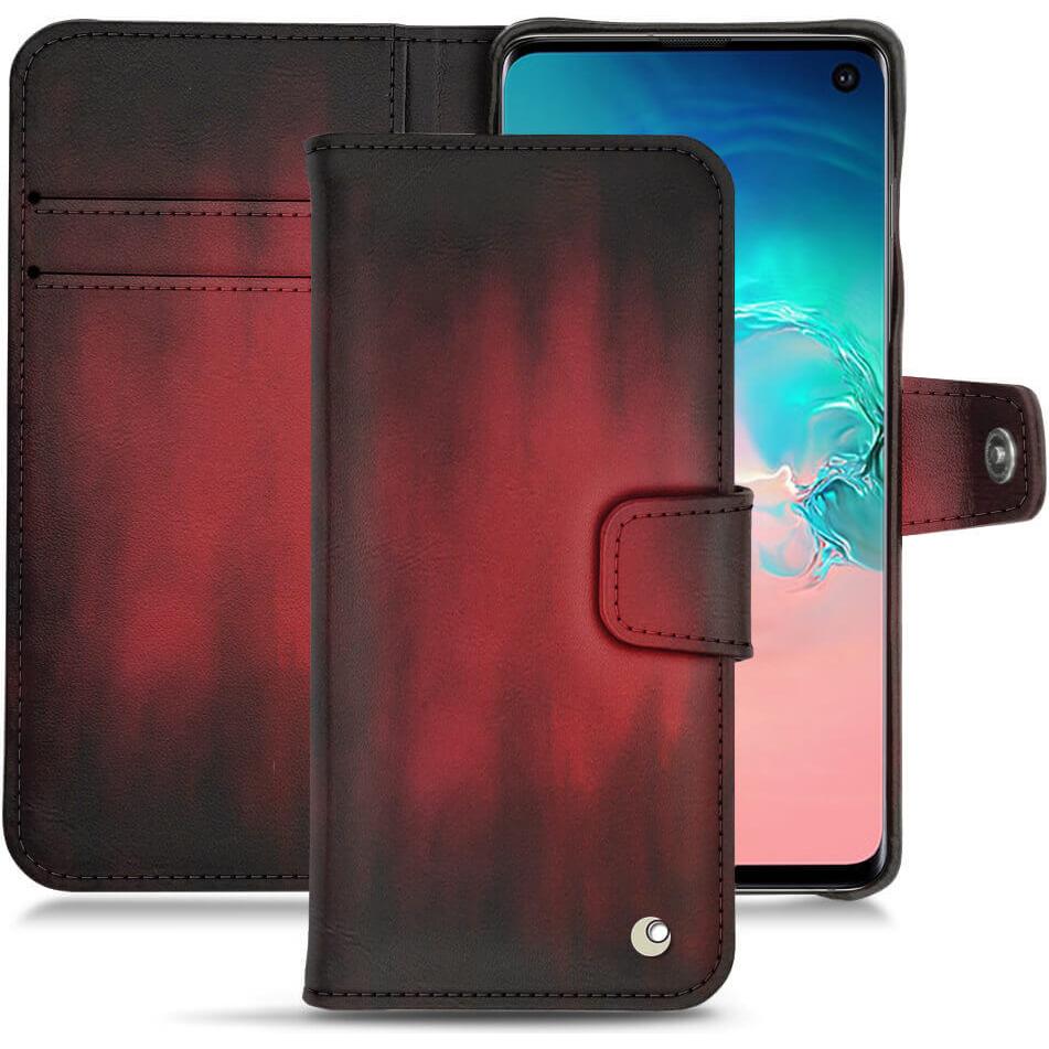 Noreve Lederschutzhülle Wallet (Samsung Galaxy S10e), Smartphone Hülle, Rot